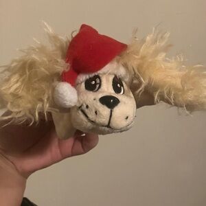 Pound Puppy Christmas Dog Plush Toy with Red Hat Ornament Keychain